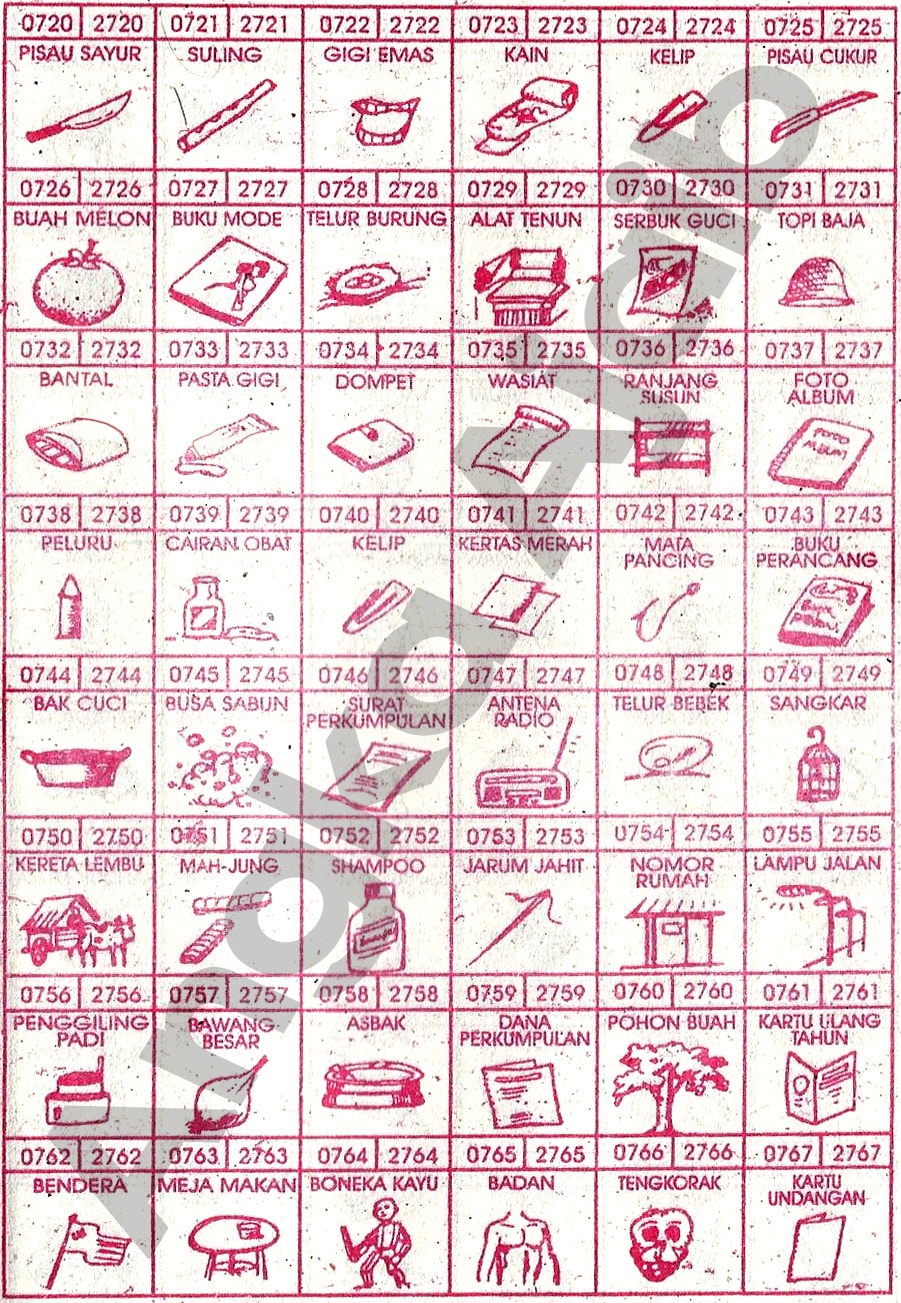 Buku Mimpi 4D Bergambar Angka 0720 - 2767 & 2720 - 2767