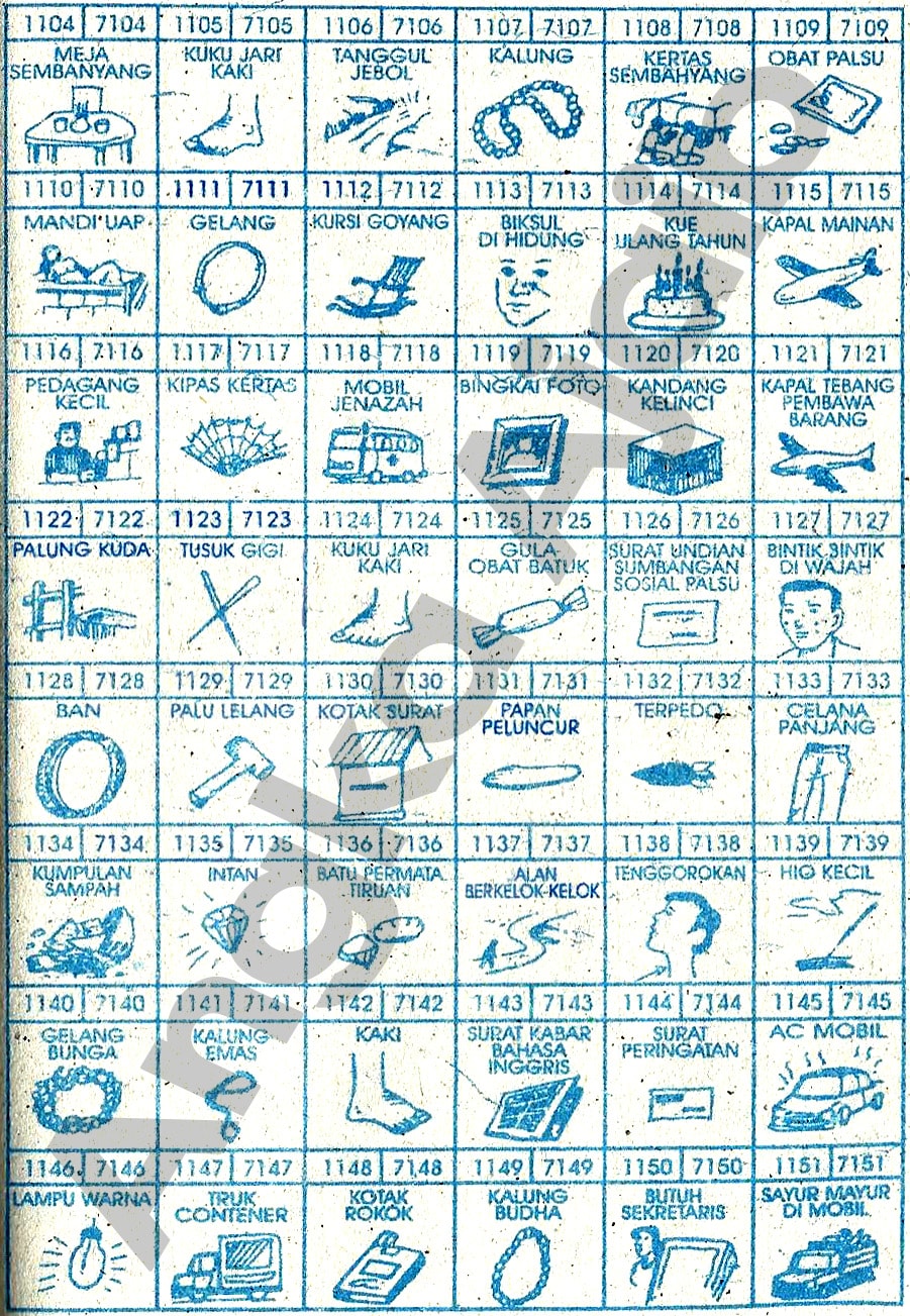 Buku Mimpi 4D Bergambar Angka 1104 - 1151 & 7104 - 7151