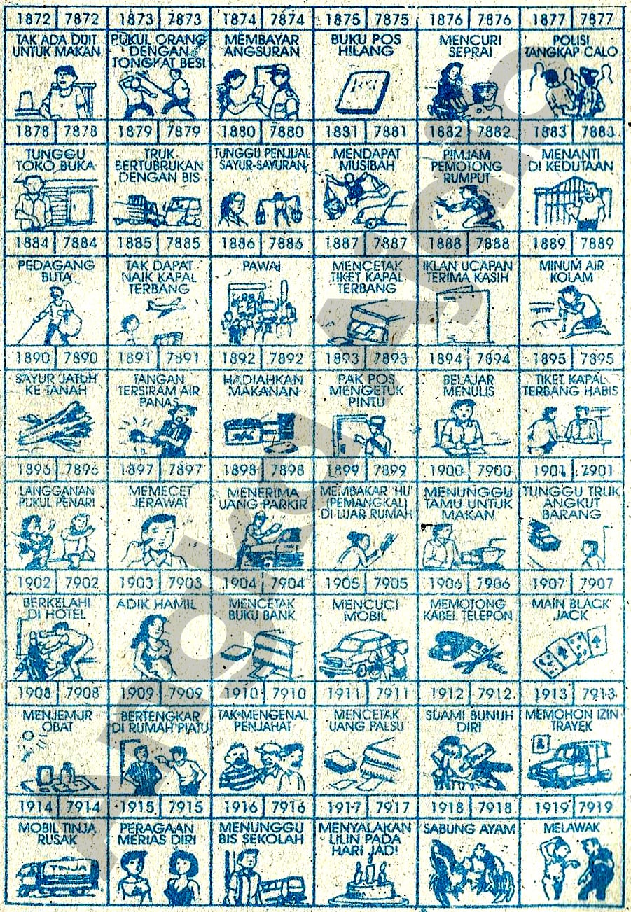 Buku Mimpi 4D Bergambar Angka 1872 - 1919 & 7872 - 7919